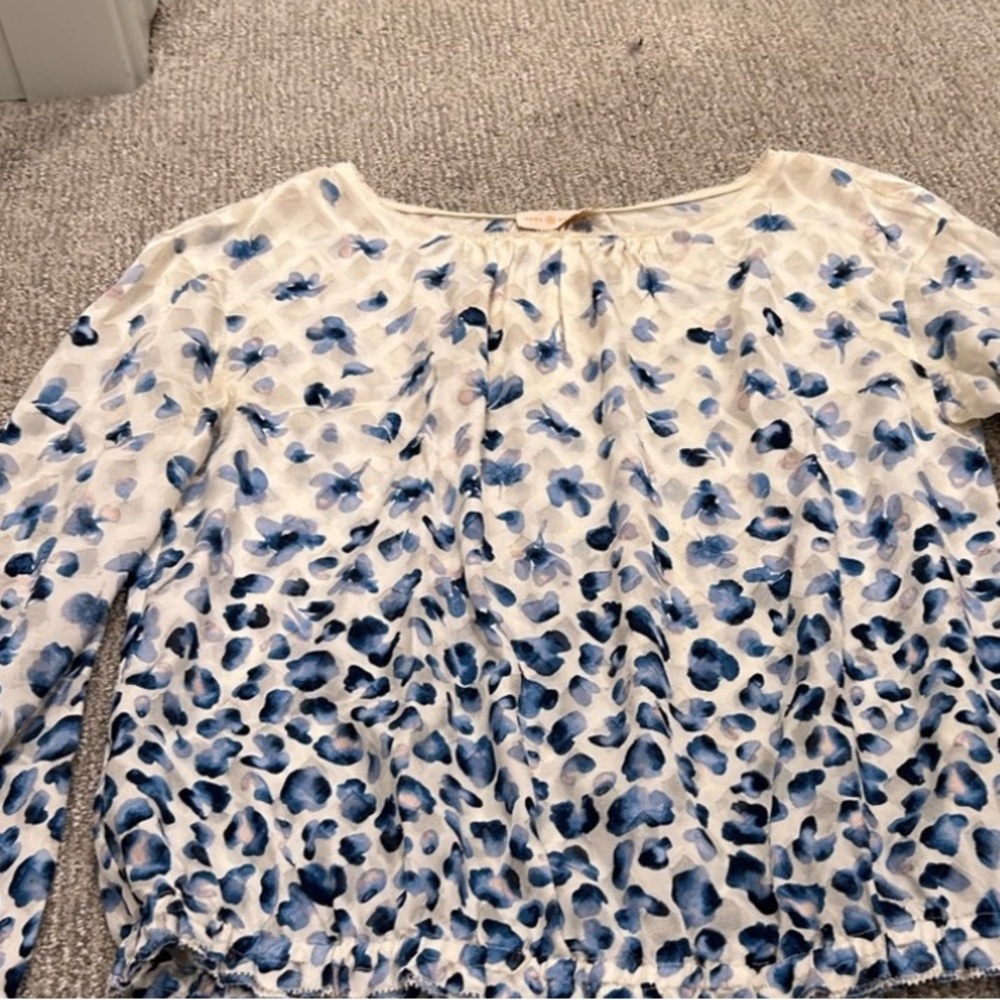 TORY BURCH Women's Silk Floral Top Size 12 in Gulf Shore Sierra